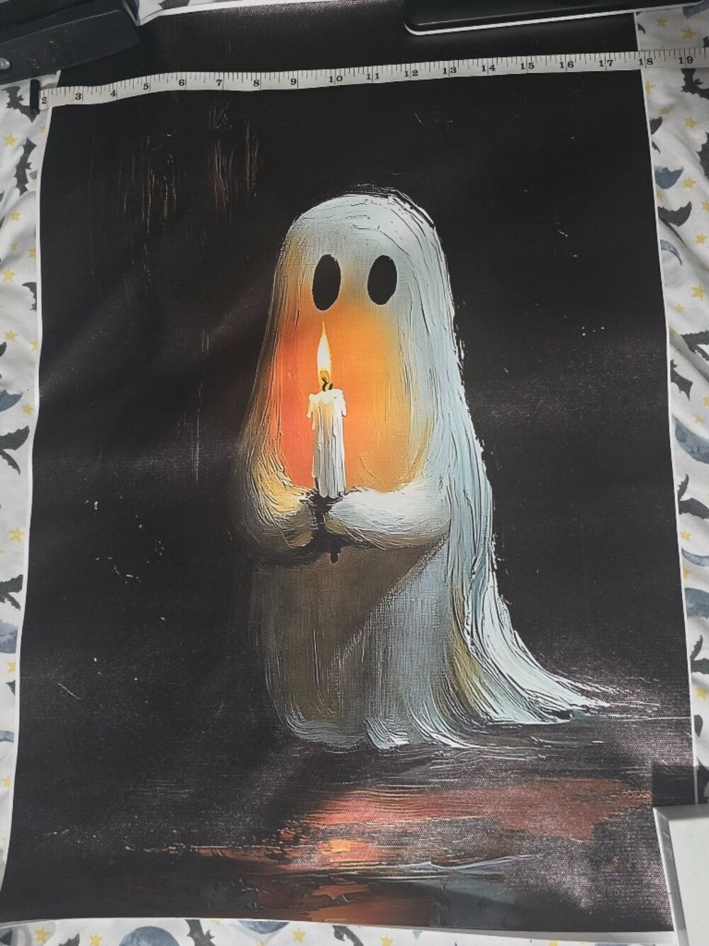 Halloween Ghost Holding Candle Canvas Wall 16"L x 12"W Poster Decoration Spooky